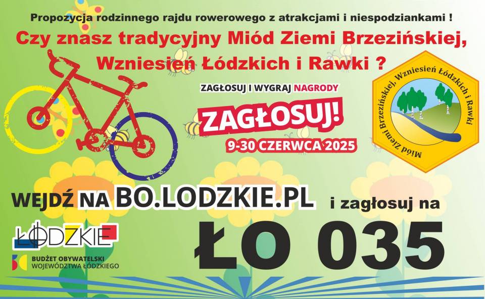Czy znasz smak tradycyjnego miodu z Brzezin, Wzniesień Łódzkich i Rawki? Pomóż zrealizować wyjątkowy rajd rowerowy!